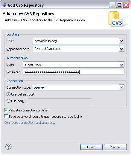 Eclipse WTP - Add CVS Repository
